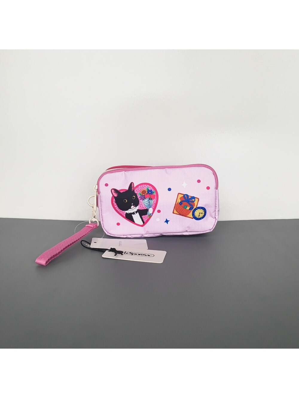 LeSportsac x NEW NEW CAT Pink 3-Zip Wristlet Wallet Pouch NWT